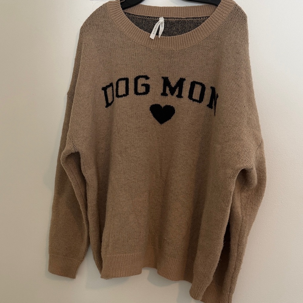 Dreamers Tan 'Dog Mom' Sweater